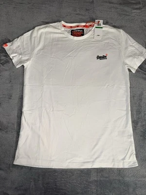 Superdry Hombre Camiseta Etiqueta Naranja Talla Grande Blanca Manga Corta Nueva Con Etiquetas Foto 1 de 4