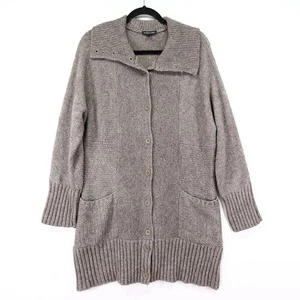 Eileen Fisher Alpaca Wool Longline Sweater Size Large Button Up Cardigan - Picture 1 of 11