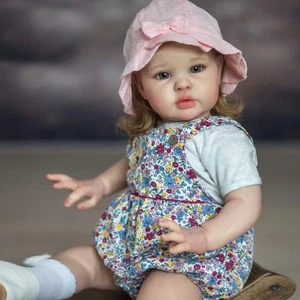 Finished Doll 22in Reborn Baby Doll Rooted Hair Cloth Body Toddler Handmade Gift - Picture 1 of 5