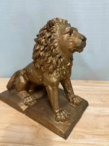 Gold Löwe Harz Skulptur elegantes Buch sitzender Löwe Statue - Bild 1 von 12