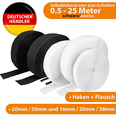 Velcro Cinta De Velcro Autoadhesiva Y Para Coser Extra Fuerte Negro Blanco • 3€
