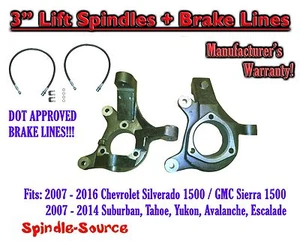 07-16 Silverado Sierra C1500 2WD 3" Lift Spindles Knuckles DOT Ext. BRAKE LINES - Bild 1 von 1