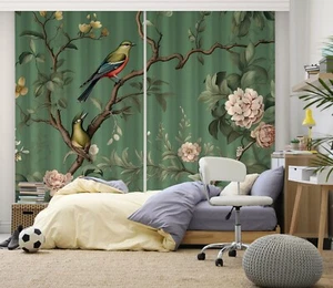 3D Tierischer Grüner Vogel H6158 Foto Blockout Vorhang Stoff Fenster Erin 2023 - Picture 1 of 7