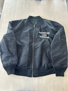 Assholes*s Live Forever Mens L Black/Green Reversible Baggy Bomber Jacket RARE - Picture 1 of 8
