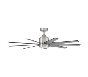 Craftmade 60" Champion Brushed Nickel DC Remote 9 Blade LED Outdoor Ceiling Fan - Picture 1 of 3