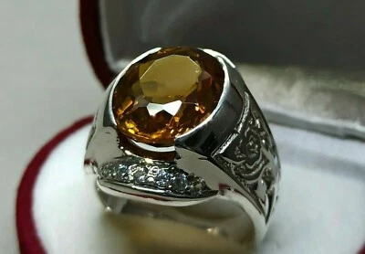 13 Carat Alexandrite Sterling Silver 925 Handmade Alexandrite Mens Carved Ring — 第 1/4 张图片