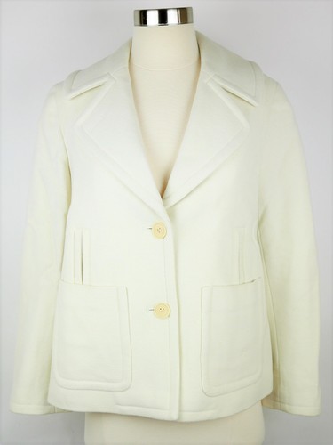 OFF WHITE TALBOTS Donna 4 Petite GIACCA CAPPOTTO BEIGE OFF WHITE LANA PEA Morbida e Foderata