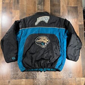 Vintage Jacksonville Jaguars Mens Jacket Large Reversible Full Zip Fleece Coat