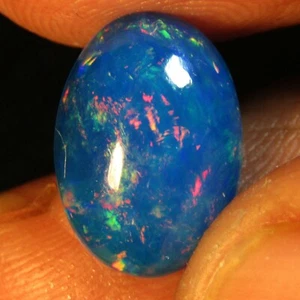 2.46Cts Natural Color Play Ethiopian Blue Opal Oval Cabochon Loose Gem VOD - Picture 1 of 6