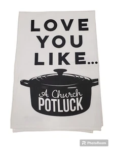 Nuevo Con Etiquetas Ruby's Rubbish Love You Like A Church Potluck Lindo Toalla de Té Blanco - Imagen 1 de 5