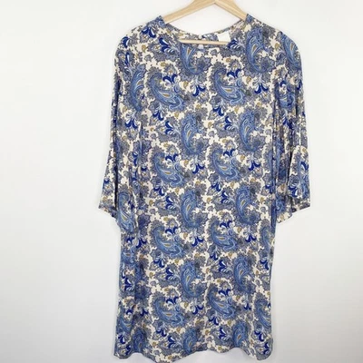 H&M многоцветный синий кремовый пейсли печать оболочка мини-платье женский размер 8 - Изображение 1 из 4