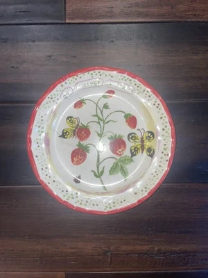 Anthropologie Nathalie Lete 8" Plato de Cena Fresa “¿Qui a mangé la fraise?” Foto 1 de 4