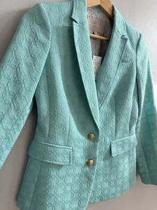 Neu Banana Republic strukturierter Blazer gefütterte Jacke in Türkis Damen 0 Knöpfe - Bild 1 von 14