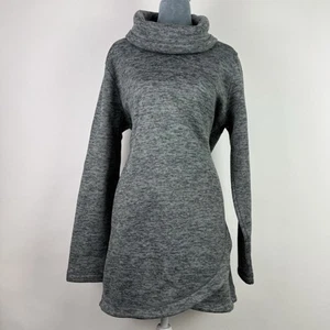 Lands End Womens Large Tall Cowl Neck Gray Tunic Long Sleeve Cozy Sweat Shirt - Picture 1 of 6