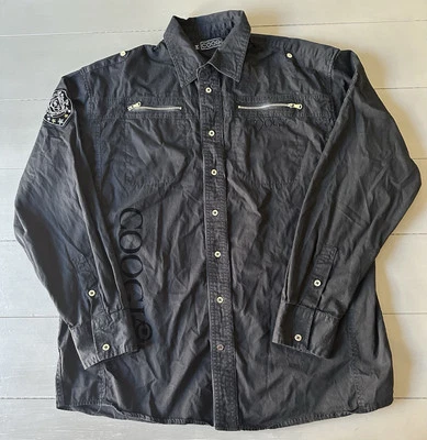 Camisa COOGI Hombre Manga Larga Negra Talla 2XL Cuello Abotonado Algodón Bordado Foto 1 de 4
