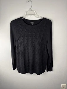 Suéter Talbots Mujer Negro Tejido con Cable Cachemira Talla XL Suave Elegante Dinero Antiguo - Imagen 1 de 6