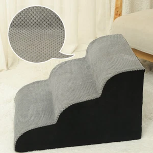 Dog Stairs Pet 2/3/4 Steps For Bed Sofa Cats Ladder Ramp W/ Zip Washable Cover - Picture 1 of 39
