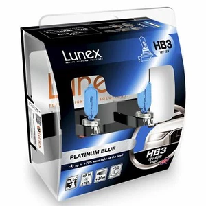2x HB3 Lunex PLATINUM BLUE 65W 12V 9005 Super Blau Halogen Scheinwerfer 4700K - Picture 1 of 1
