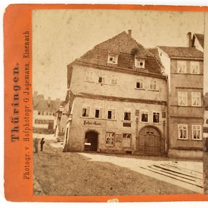 Lutherhaus Eisenach en Turingia Alemania Stereoview c1870 Casa y calle F1317 - Imagen 1 de 4