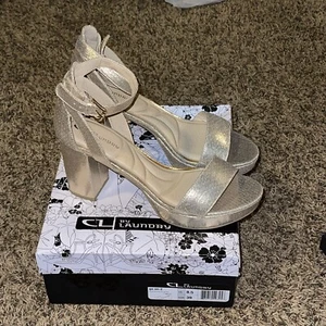 CL by Chinese Laundry Womens Go On 2 Starstone Gold Ankle Strap Heels Size 8.5 - Picture 1 of 7
