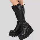 Women High Riding Boots Punk Cosplay Party Over Knee Casual Outdoor Lace Up Shoe