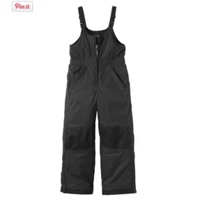 L. L. Bean Kids Cold Buster Snow Bib Black Lightweight Wind/Water Resistant Sz 8 - Picture 1 of 3