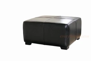 Black Full Leather Square Cube Coffee Table Cocktail Ottoman Footstool 32"X 32" - Picture 1 of 4