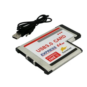 2 Dual Ports USB 3.0 HUB Express Card ExpressCard 54mm Adapter for PCMCIA Laptop - Photo 1/5