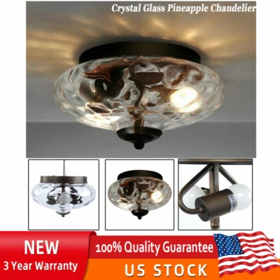 Modern Ceiling Light Flush Mount Glass Fixture 2-Light Lamp Chandelier Bedroom - Image 1 of 4