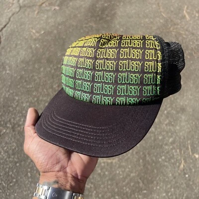 Stussy Black Rasta Logo Trucker Cap Hat Adjustable. - Image 1 of 4