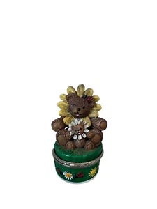 1999 Claire's Mamma Baby Daisy Teddy Bear Trinket Box Hinged Lid Keepsake - Picture 1 of 7