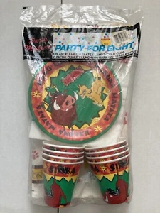 DISNEY LION KING BEACH PARTY MAKERS SET PLATES CUPS NEW SEALED CARTOON MOVIE VTG - Picture 1 of 7
