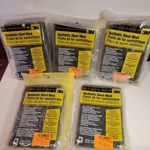 (5)- 3M #2 Synthetic Steel Wool -Medium/Medium Coarse (6 per pack) - Picture 1 of 7