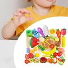 35 Pieces Cutting Fruit Vegetables Fun Wooden Play Kitchen for Children Ages 3+