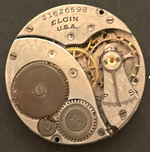 Antique 1919 Elgin Grade 463 Pocket Watch Movement Parts/Repair Hands 3/0s 7j - Picture 1 of 2
