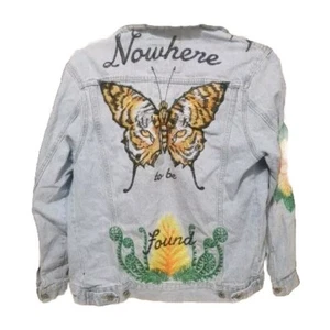 Zara Jeansjacke bestickt Größe Small Tiger Schmetterling nirgendwo zu finden - Bild 1 von 15