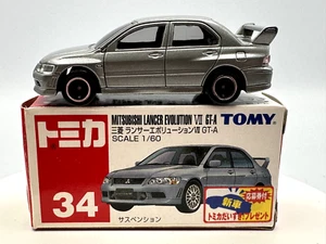 TOMICA TOMY POCKET CARS #34 MITSUBISHI LANCER EVOLUTION, EXCELLENT, BOXED, LOT B - Picture 1 of 10