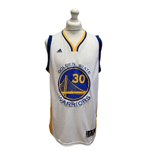 Adidas White NBA Warriors Vest Jersey Curry No 30 Men's Large H367 - Picture 1 of 7