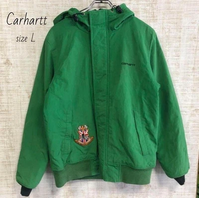 Chaqueta de nailon Carhartt blusa ropa exterior talla L bordada verde para ho... - Imagen 1 de 4