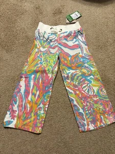 Lilly Pulitzer NWT Linen Girls Beach Pants Size XS (2-3), Scuba to Cuba print - Picture 1 of 4