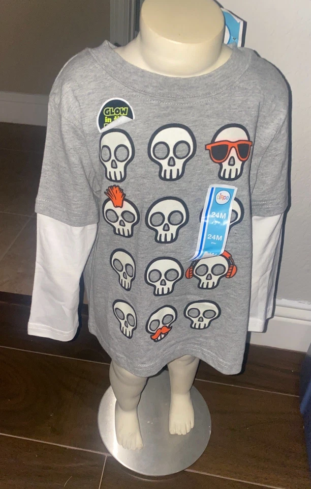 NWT New Circo Halloween T Shirt Skull Glow In The Dark 24 Mo - Image 1 of 1