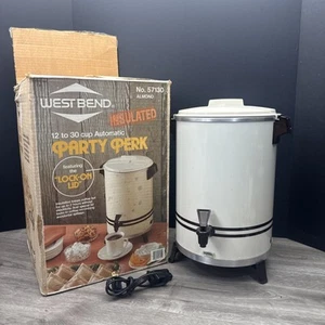 Vintage West Bend Party Perk 12 to 30 Cup Automatic Coffee Pot  Almond USA  - Picture 1 of 9