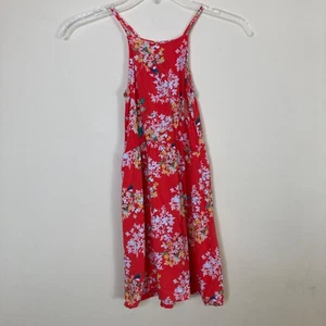Old Navy Girls Red Floral Sleeveless Tiered Dress Size S/P (6-7) 100% Rayon - Picture 1 of 8
