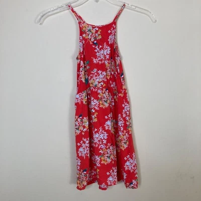 Old Navy Girls Red Floral Sleeveless Tiered Dress Size S/P (6-7) 100% Rayon - Image 1 of 4