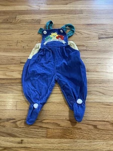 Vintage Colorblock Cord 3 Little Bears Overall Strampler 3-6 Monate Druckknopf unten - Bild 1 von 4