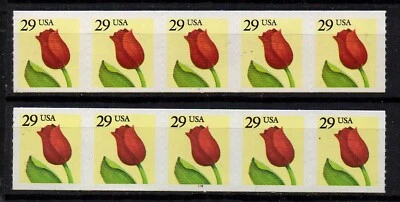 USA, SCOTT # 2525, SET OF 2 MNH COIL STRIPS PNC5 #S1111 & S2222 TULIP FLOWER - Image 1 of 3
