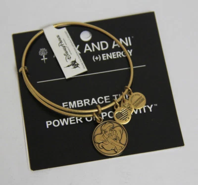 RETIRED Disney Alex & Ani Little Mermaid ARIEL Charm Bracelet Bangle Gold NEW  - Image 1 of 2