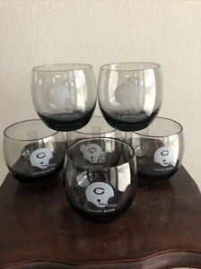 NFL Chicago Bears Smoked Glass (6) Low Ball Roly Poly Glasses Vintage - Picture 1 of 4