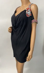 French Connection Womens Black 100% silk Halter Whisper Mini Dress Size 6 - Picture 1 of 13