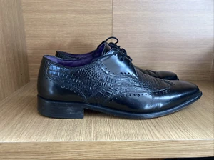 Mens M&S Autograph by Jeffery West BLACK Crocodile Print Brogue UK 8 - Picture 1 of 7
